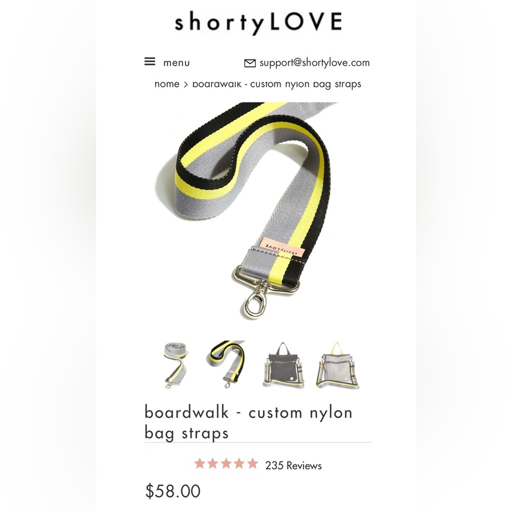 shortyLOVE Boardwalk Strap - NWT - grey/yellow/black